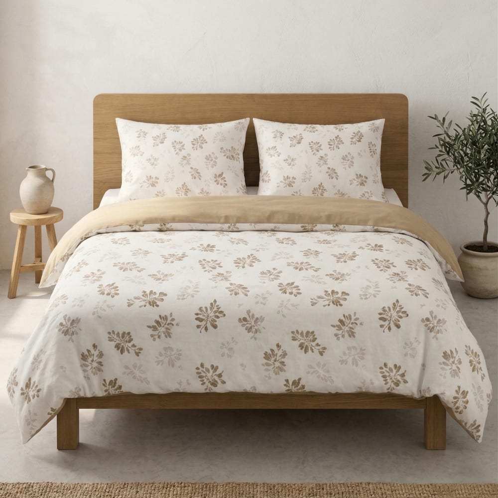 Bettbezug-Set aus 100% Baumwolle mit Blumenmuster, 260x240 +