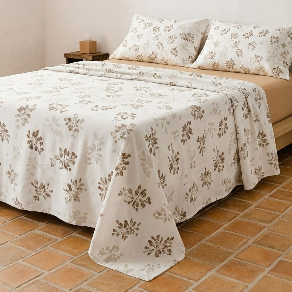 Parure de draps 100% coton à motif floral 90x200 + 45x110 cm