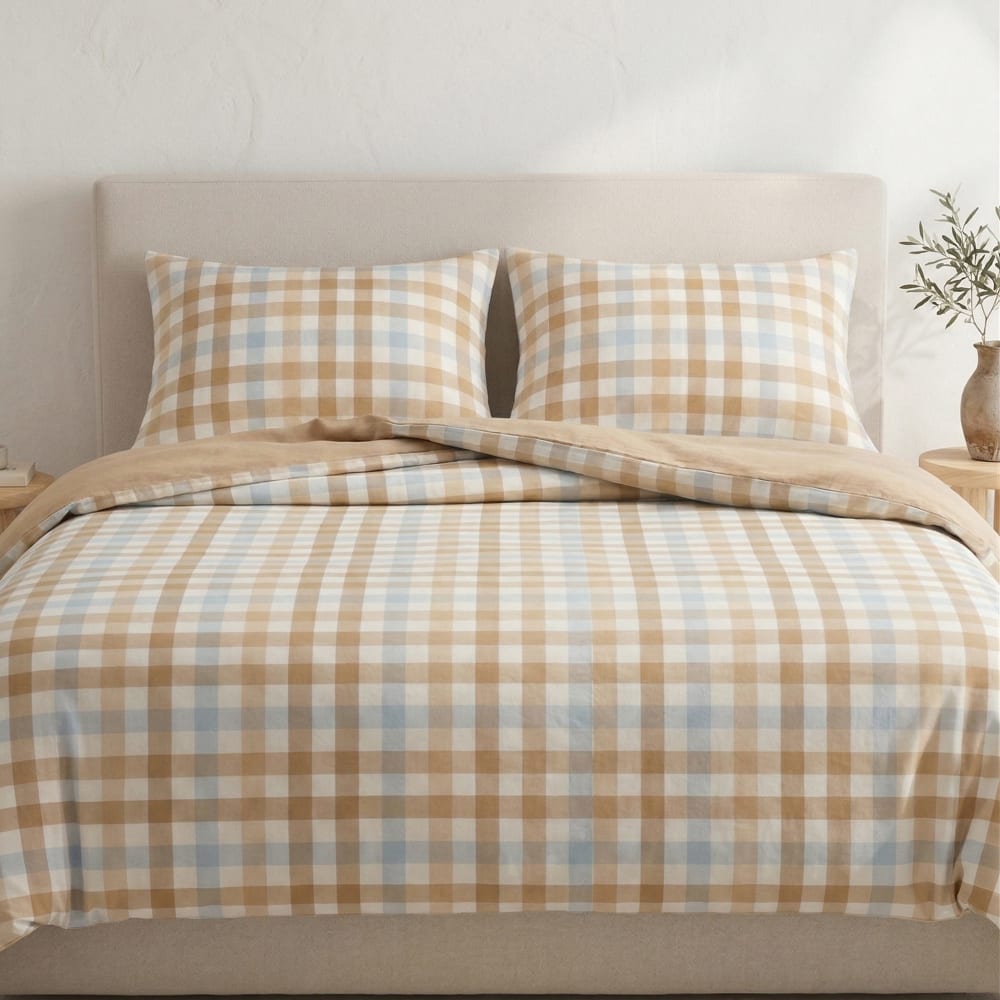 Bettbezug-Set aus 100% Baumwolle mit Vichy-Karo, 240x220 +