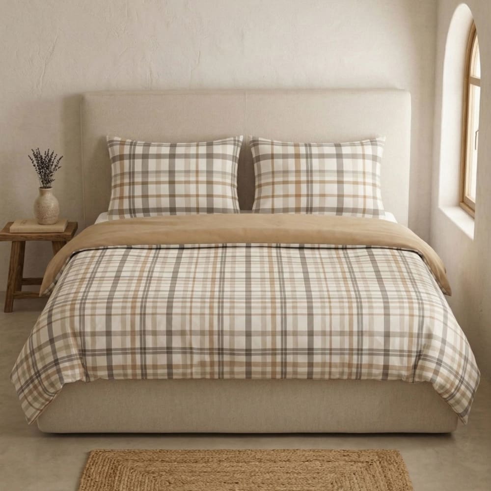 Bettbezug-Set aus 100% Baumwolle mit Vichy-Karo, 150x220 + 45x110