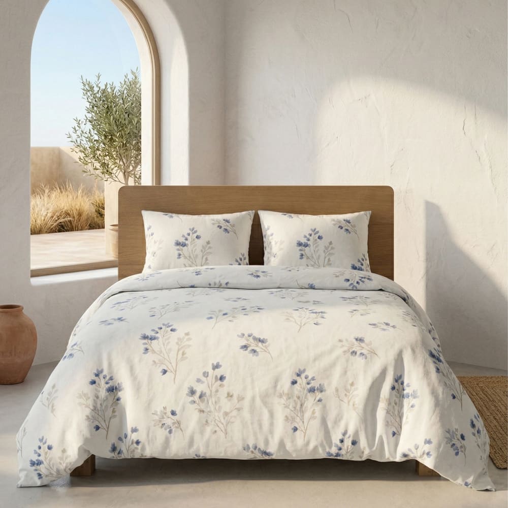 Bettbezug-Set aus 100% Baumwolle mit Blumenmuster, 260x240 +