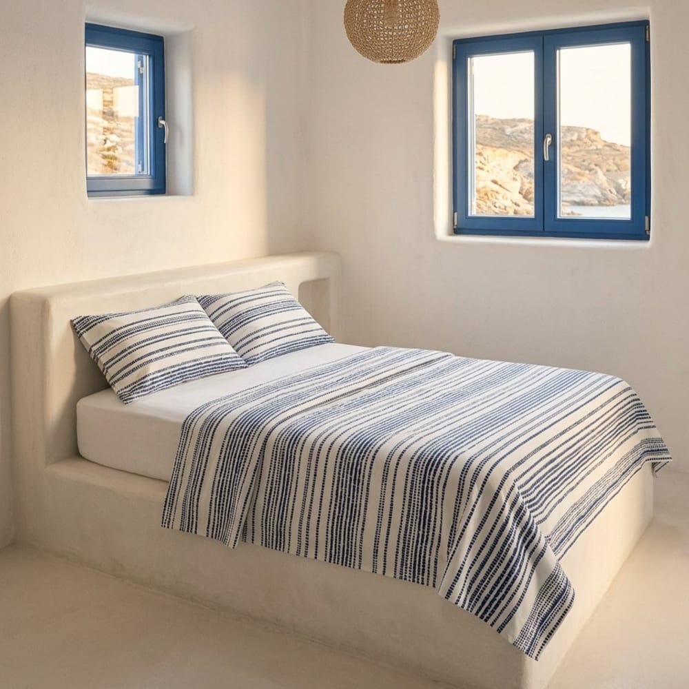 Parure de draps 100% coton à rayures 105x200 + 45x125 cm