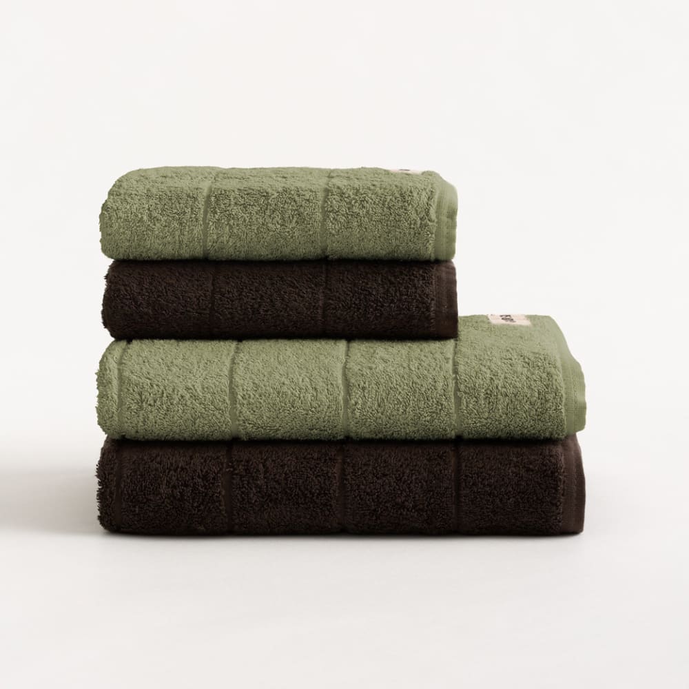 Lot 4 serviettes en coton 600gr noir vert 2(50x100+70x140cm)