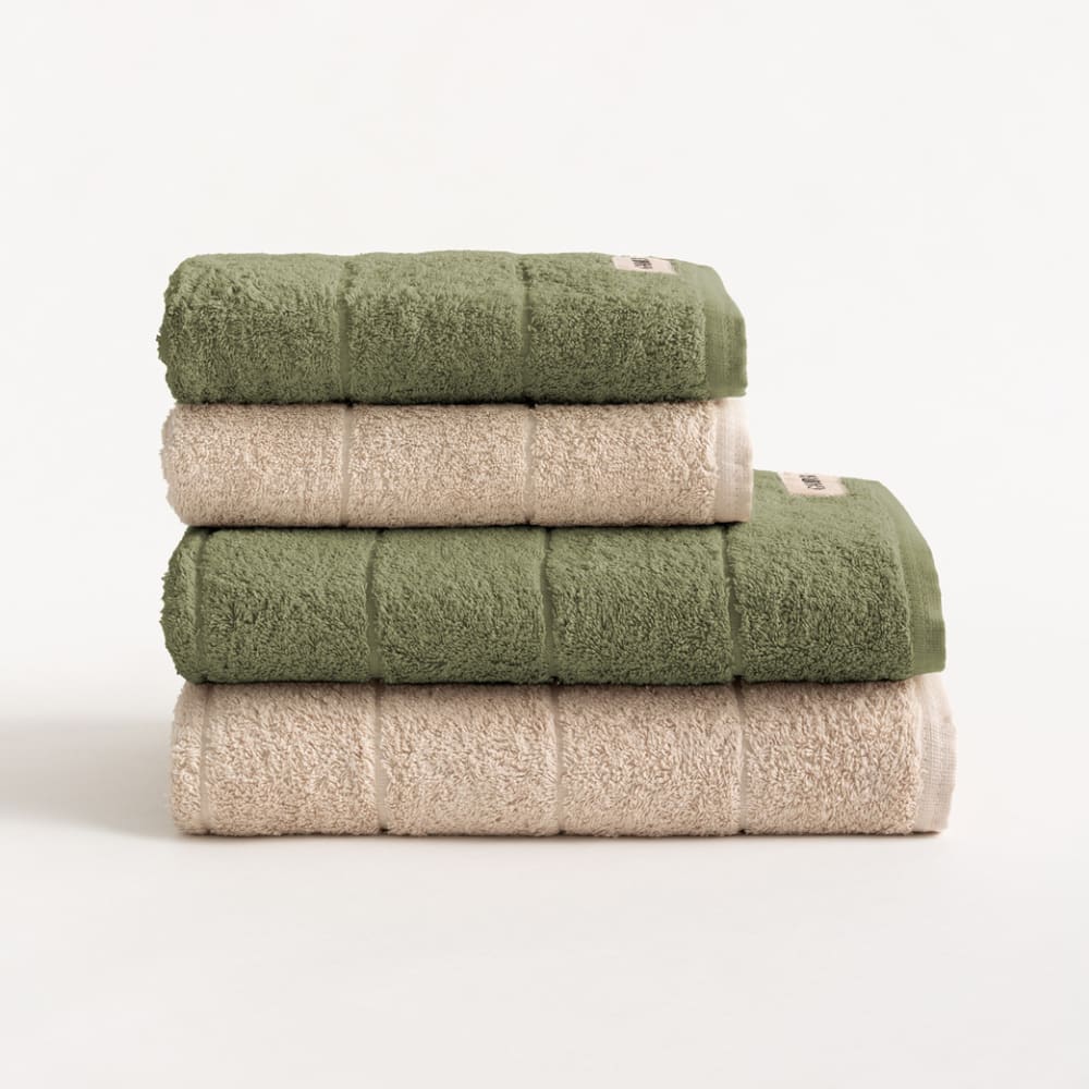 Lot 4 serviettes en coton 600gr vert pierre 2(50x100+70x140cm)