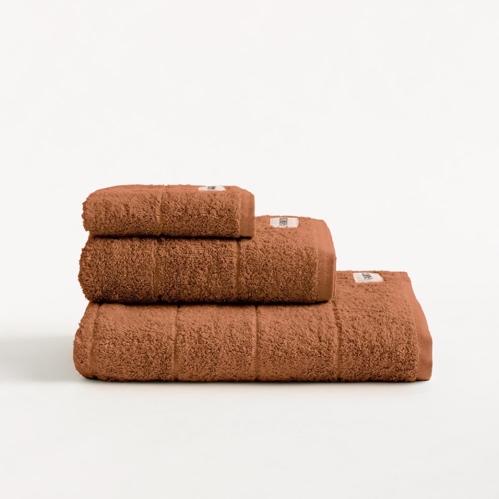 Lot 3 serviettes en coton 600gr terracotta 30x50+50x100+70x140cm
