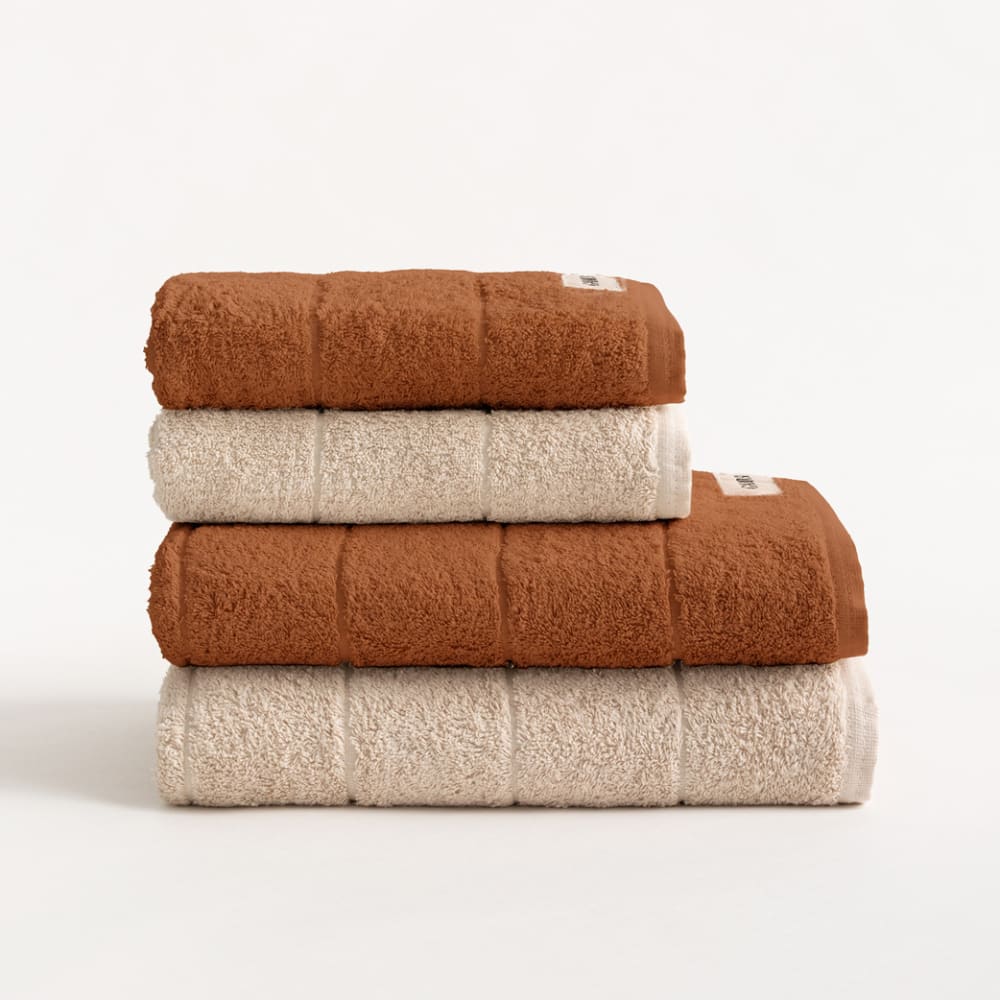 Lot 4 serviettes en coton 600gr terracotta pierre 2(50x100+70x140cm)