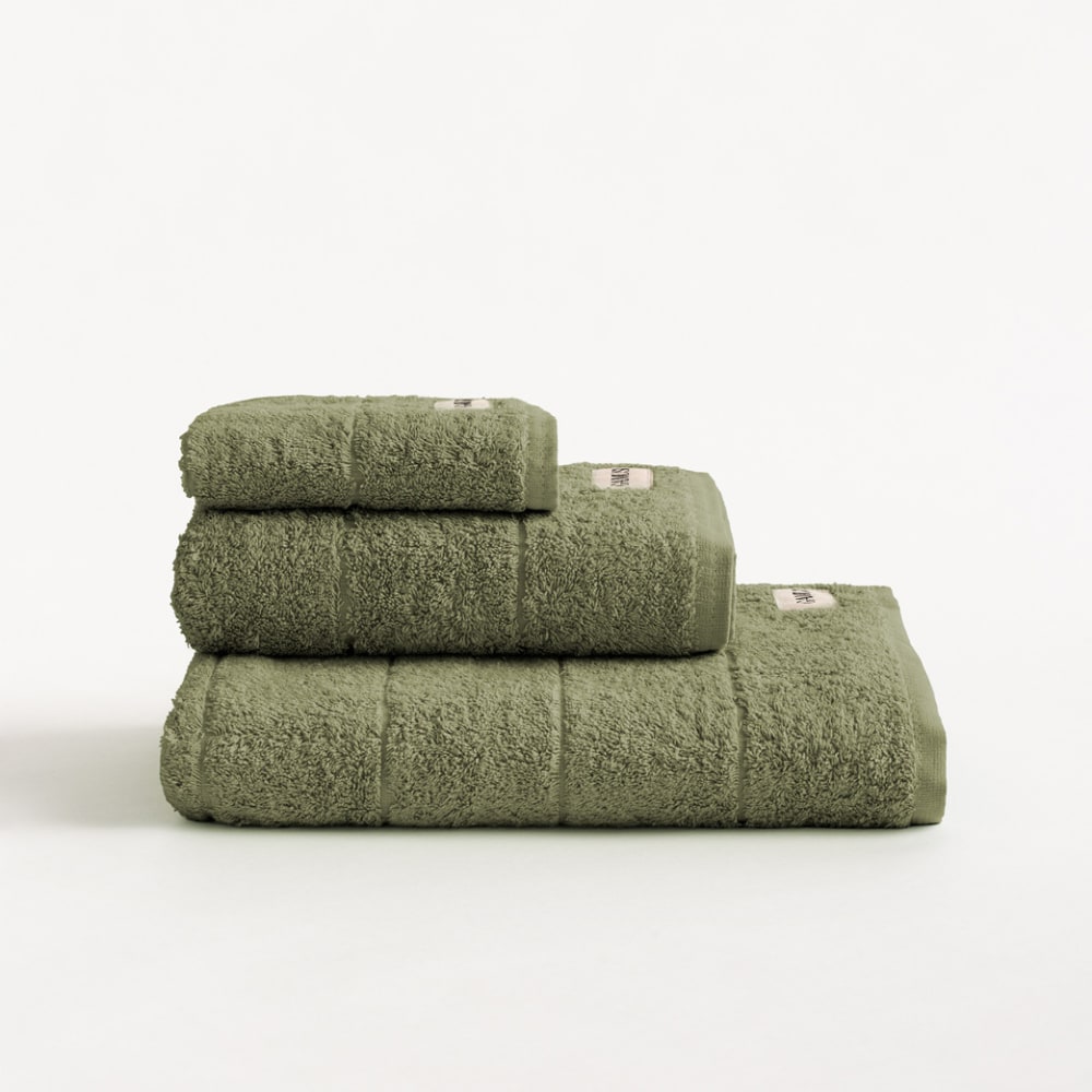 Lot 3 serviettes en coton 600gr vert 30x50+50x100+100x150cm