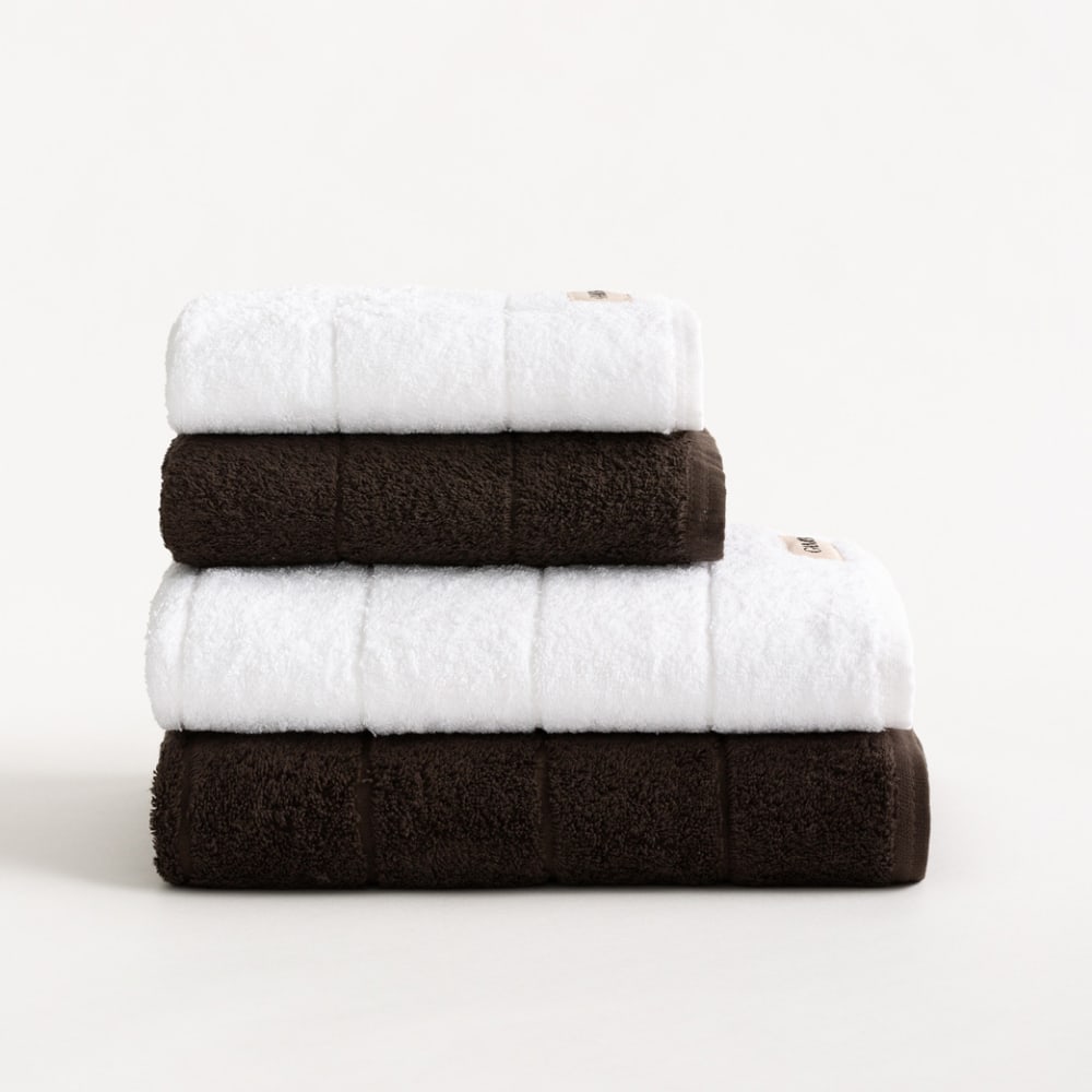 Lot 4 serviettes en coton 600gr noir blanc 2(50x100+70x140cm)