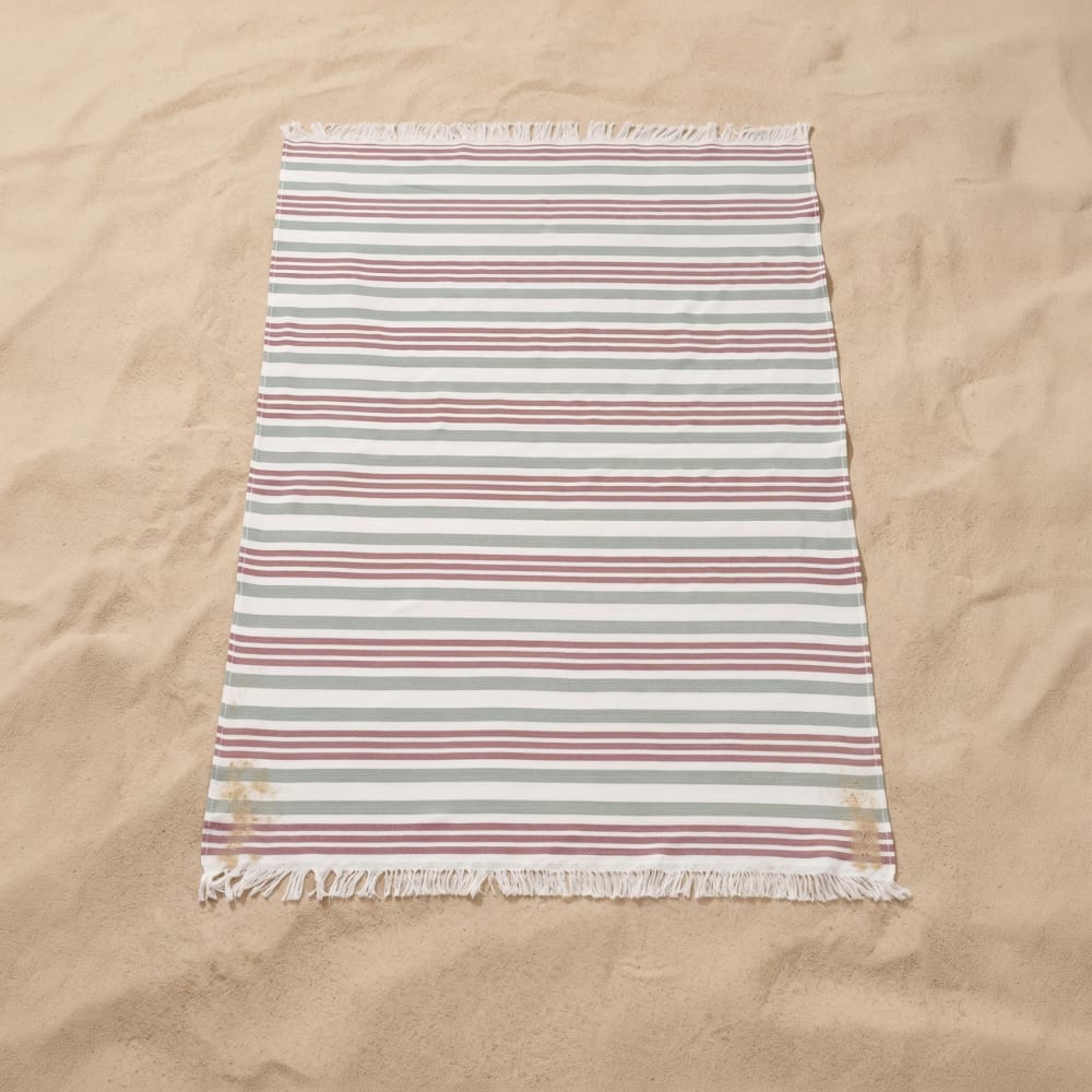 Gestreifter Strand-Pareo aus Baumwolle, Bordeaux 90x180 cm -