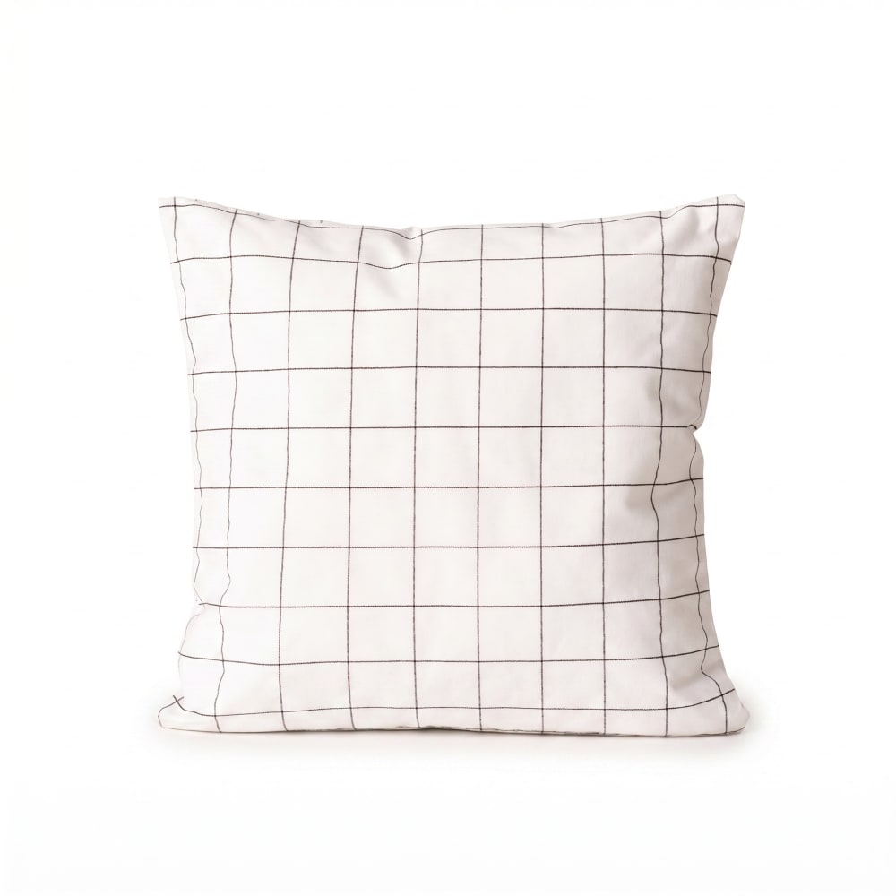 Lot de 2 housses de coussin en coton à carreaux blanc 45x45 cm