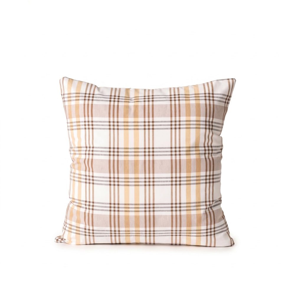 Lot de 2 housses de coussin en coton à carreaux beige 45x45 cm