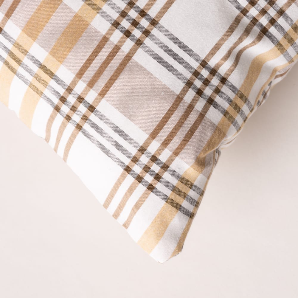 Lot de 2 housses de coussin en coton à carreaux beige 45x45 cm — vue 4