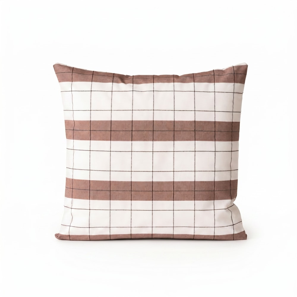 Lot de 2 housses de coussin en coton à carreaux café 45x45 cm