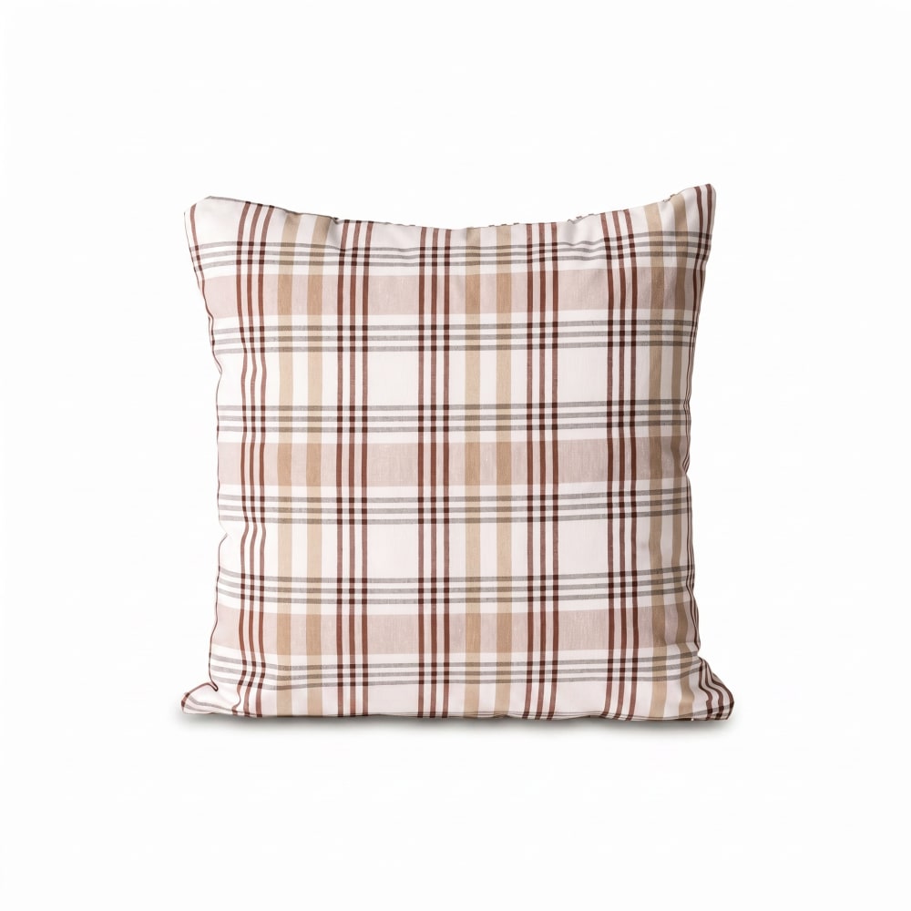 Lot de 2 housses de coussin en coton à carreaux pierre 45x45 cm