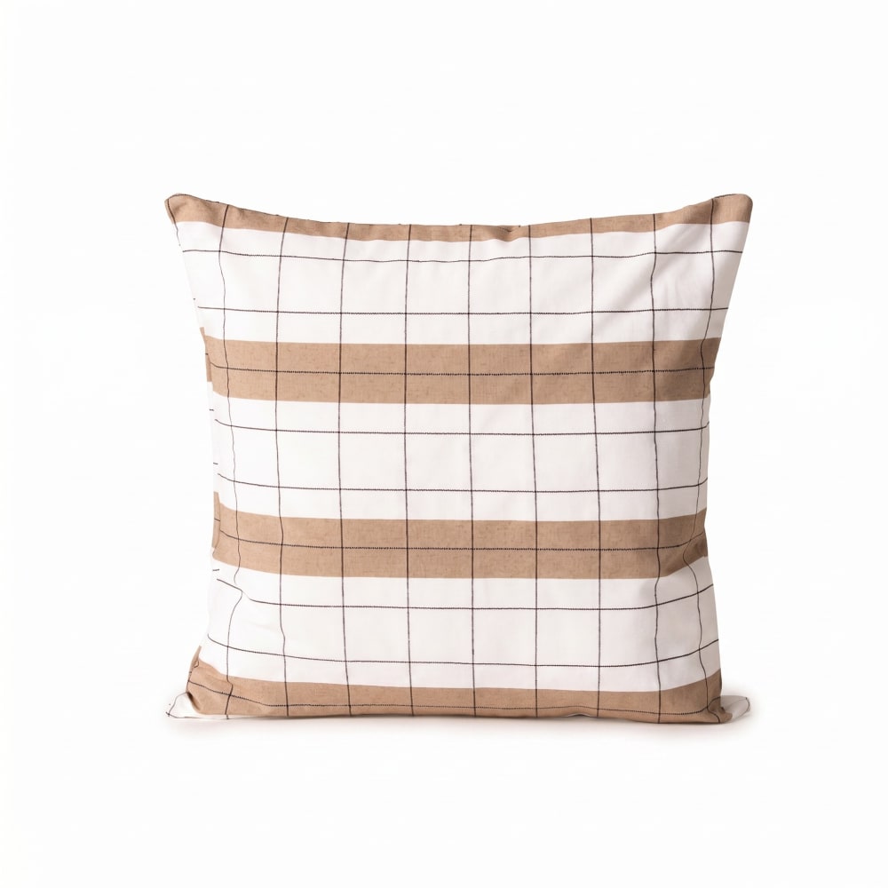 Lot de 2 housses de coussin en coton à carreaux taupe 45x45 cm