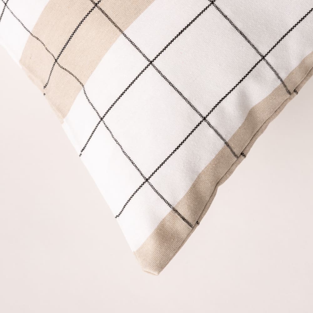 Lot de 2 housses de coussin en coton à carreaux lin 45x45 cm — vue 4