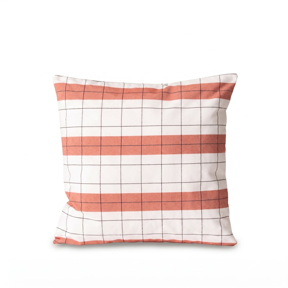 Lot de 2 housses de coussin en coton à carreaux terracotta 45x45 cm