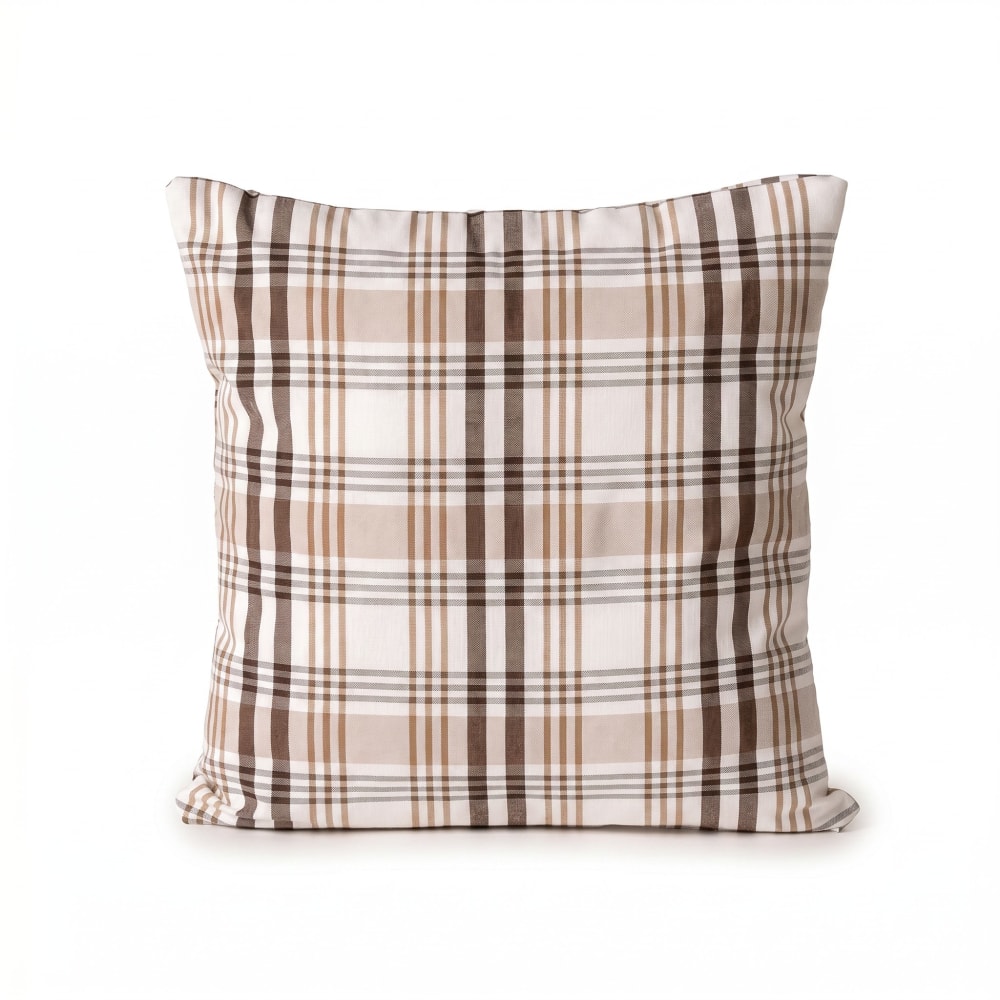 Lot de 2 housses de coussin en coton à carreaux café 45x45 cm