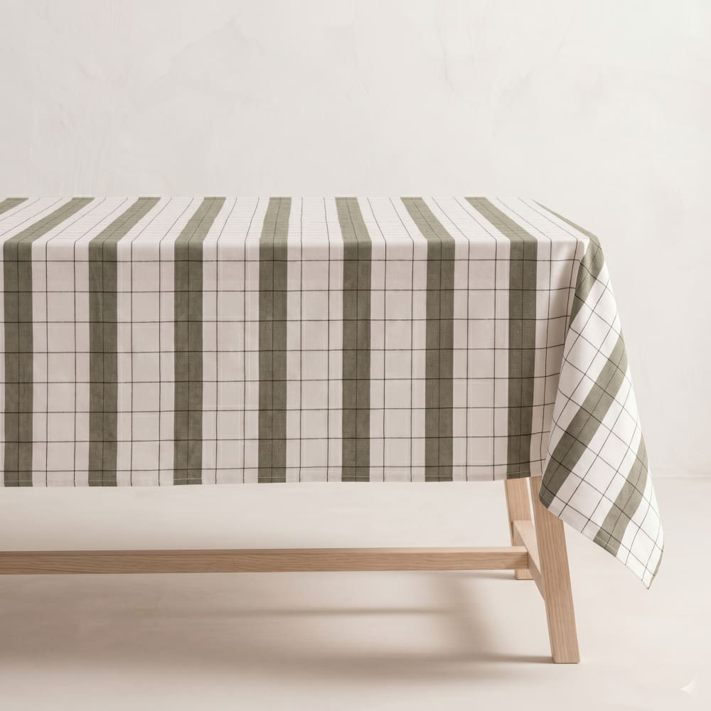 Tischdecke mit Relief-Karo, Grün 150x100 cm - Maisons Du Monde