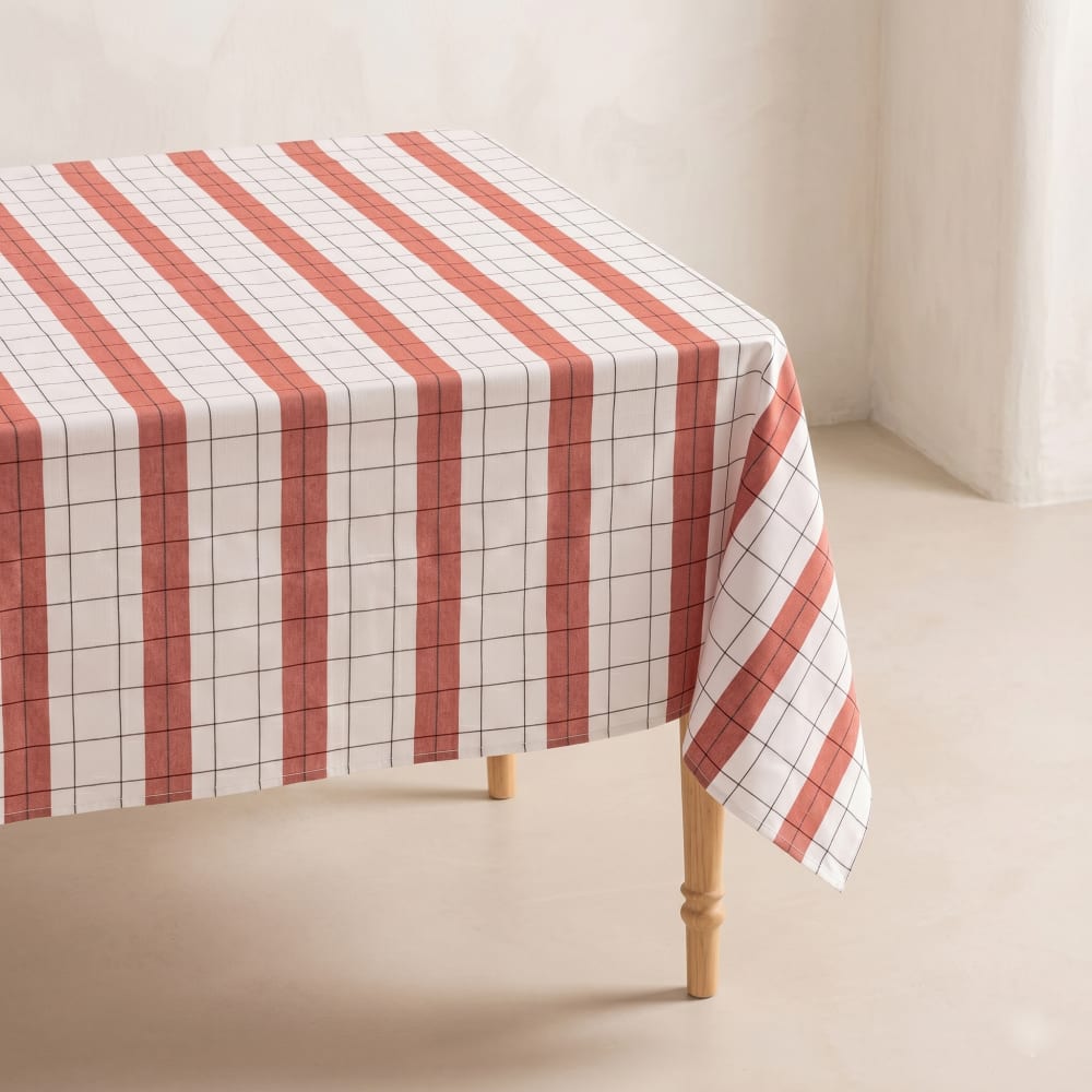 Nappe à carreaux en relief terracotta 150x150 cm