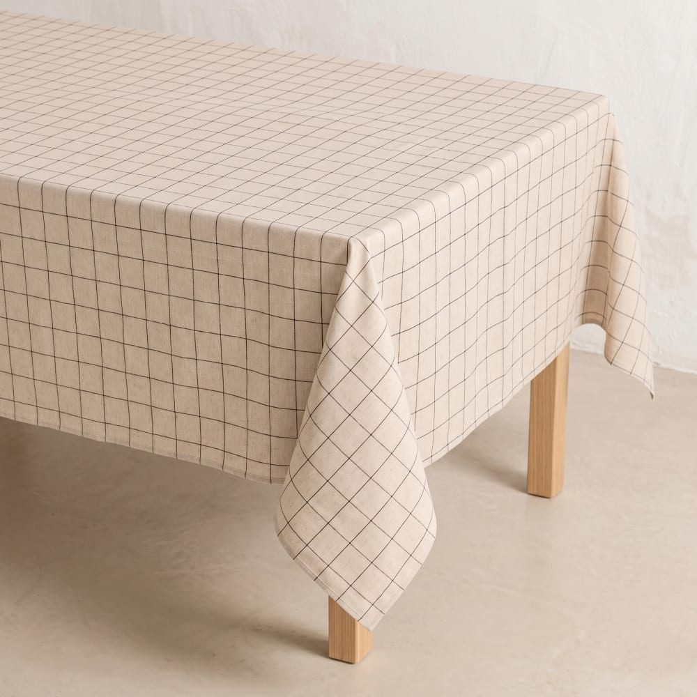 Tischdecke mit Relief-Karo, Leinen 150x200 cm - Maisons Du Monde