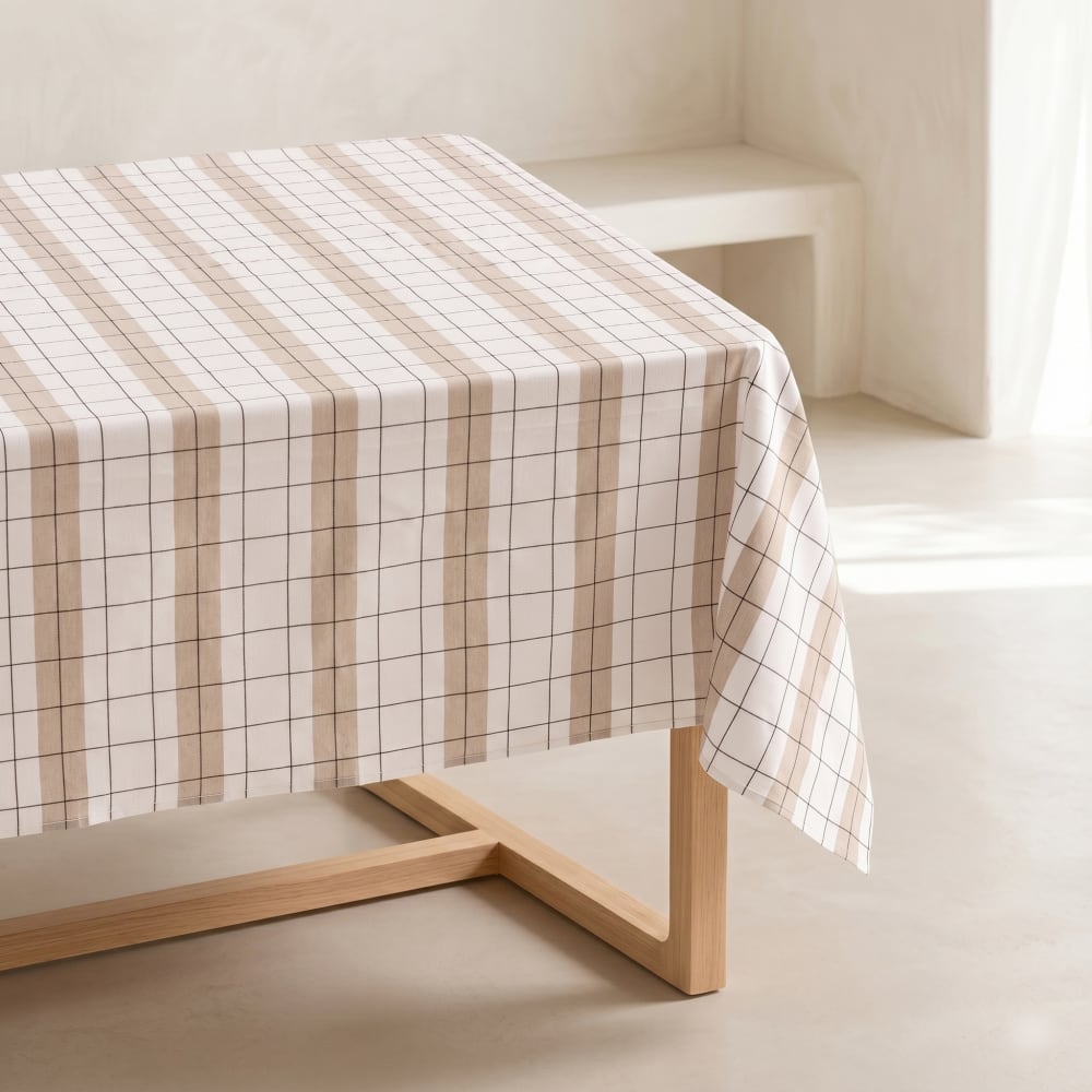 Nappe à carreaux en relief lin 150x250 cm