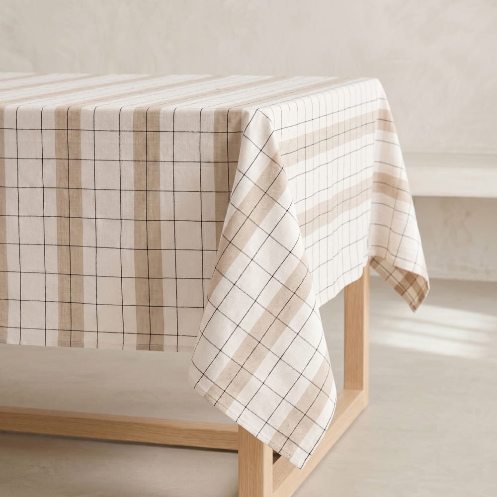 Tischdecke mit Relief-Karo, Leinen 150x150 cm - Maisons Du Monde