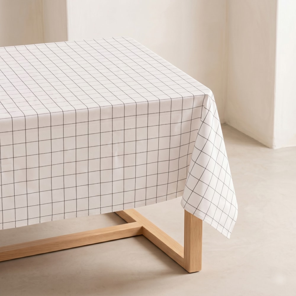 Nappe à carreaux en relief blanc 150x200 cm