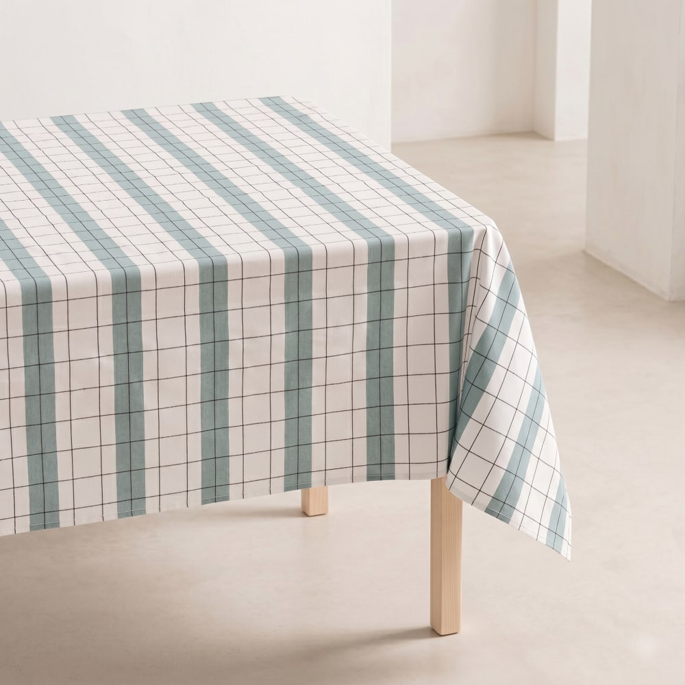 Nappe à carreaux en relief bleu 150x150 cm
