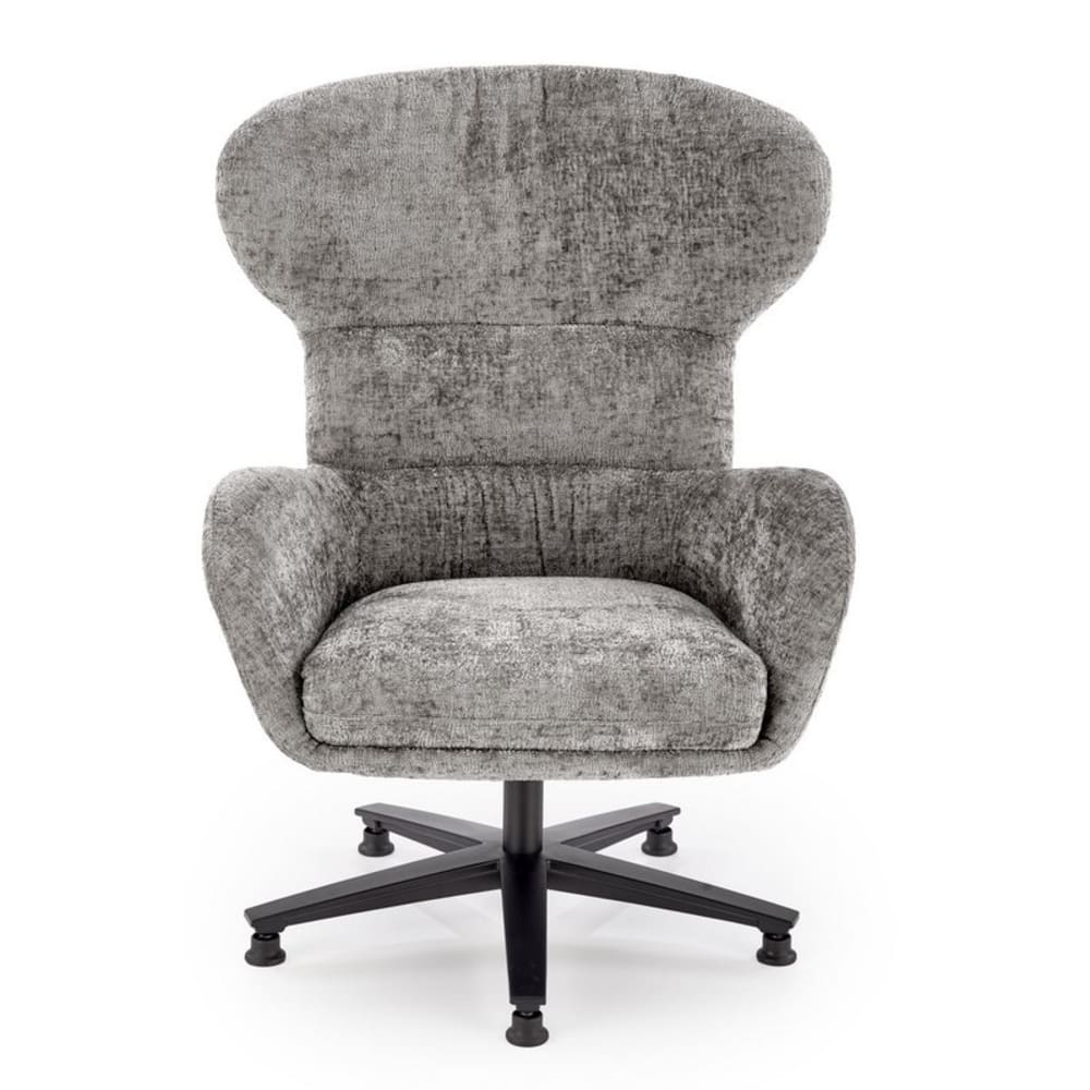 Fauteuil pivotant confort tissu de polyester , dossier haut gris