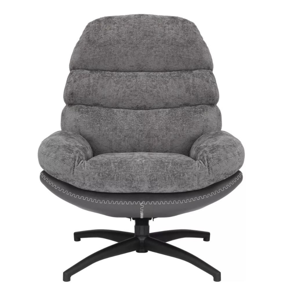 Fauteuil gris en tissu de polyester et cuir pivotant et inclinable