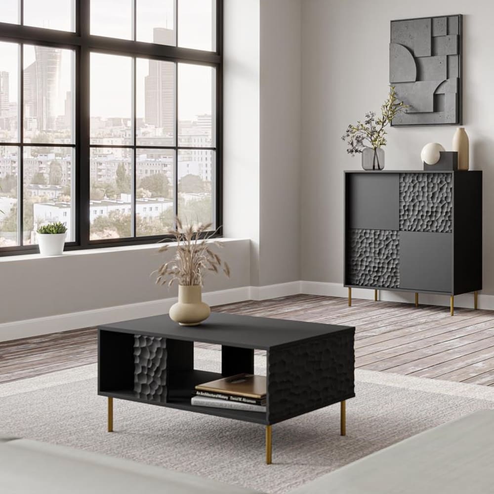 Schwarz-goldener Designer-Couchtisch 92 cm - Maisons Du Monde