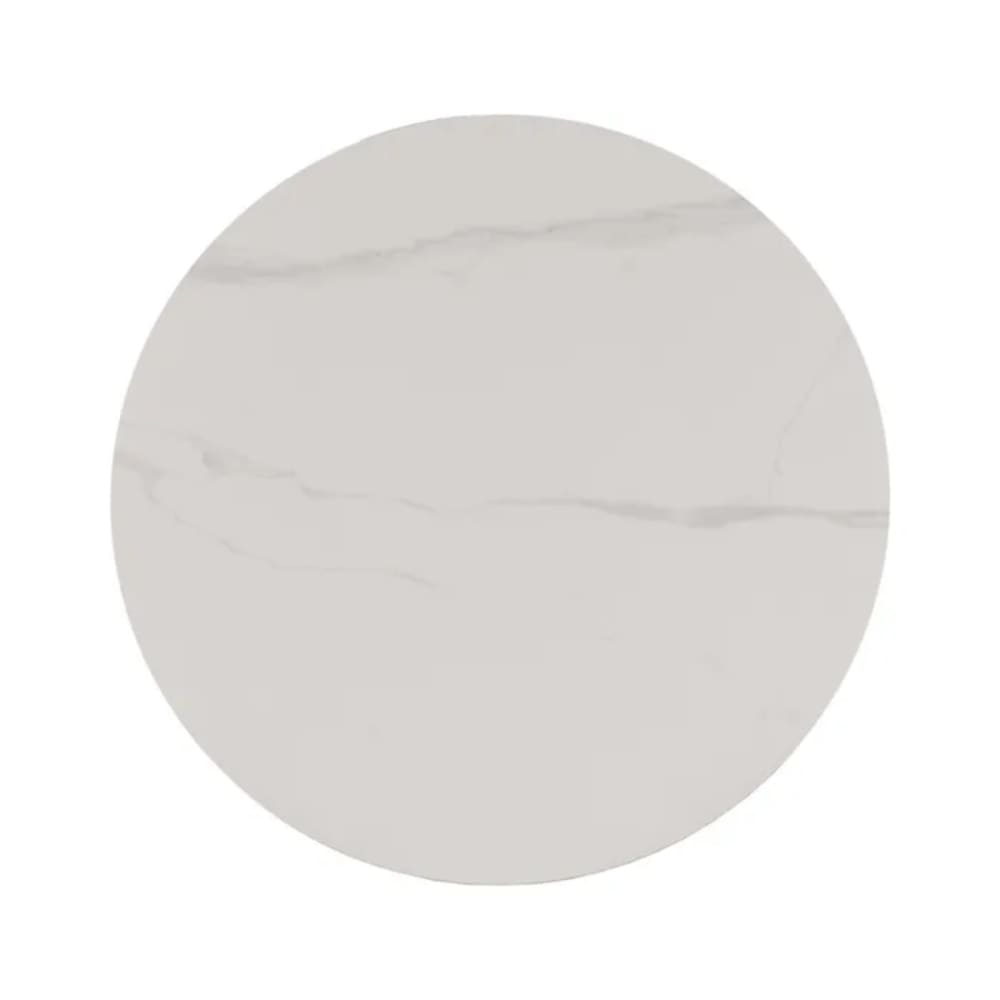 Table basse ronde  plateau céramique blanc effet marbre 80cm
