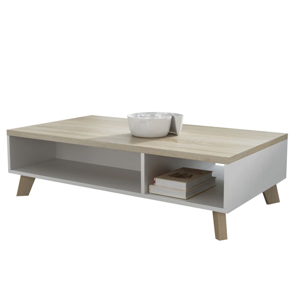 Table basse décor chêne - blanc