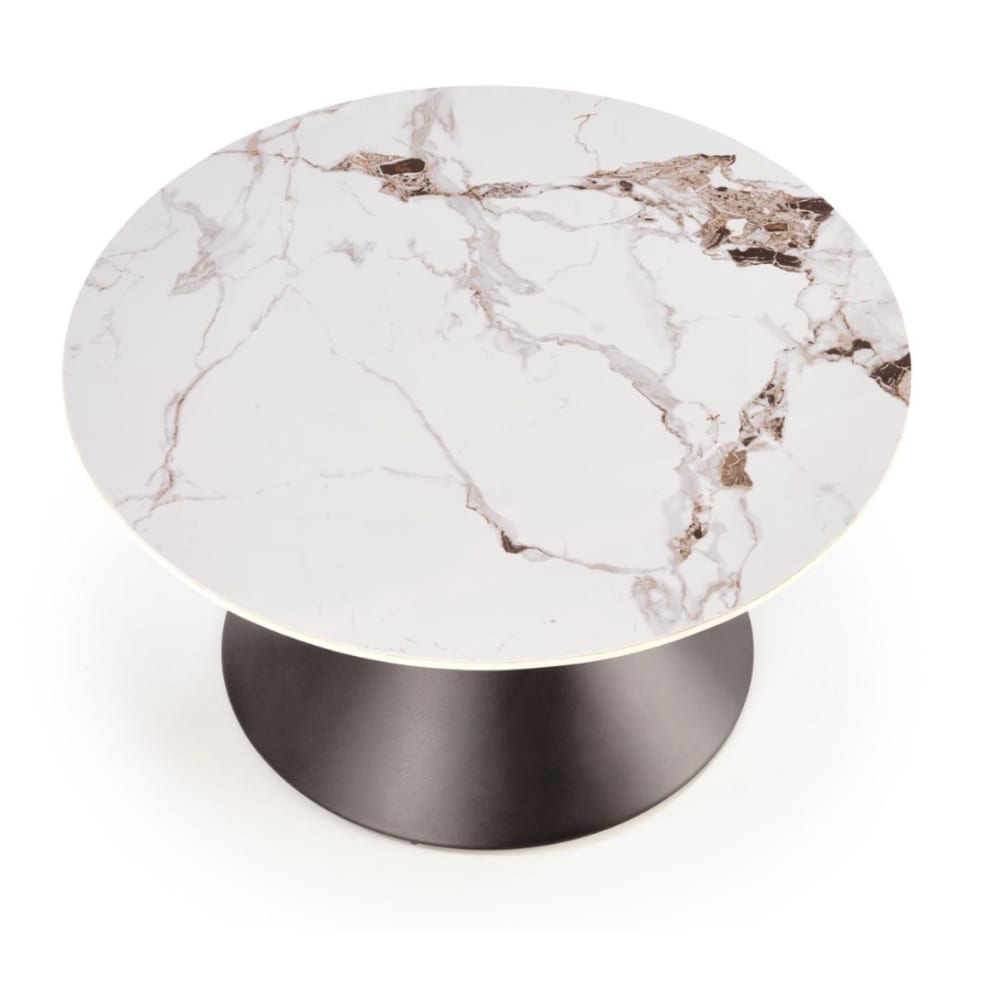 Table basse ronde marbre noir et blanc 80cm