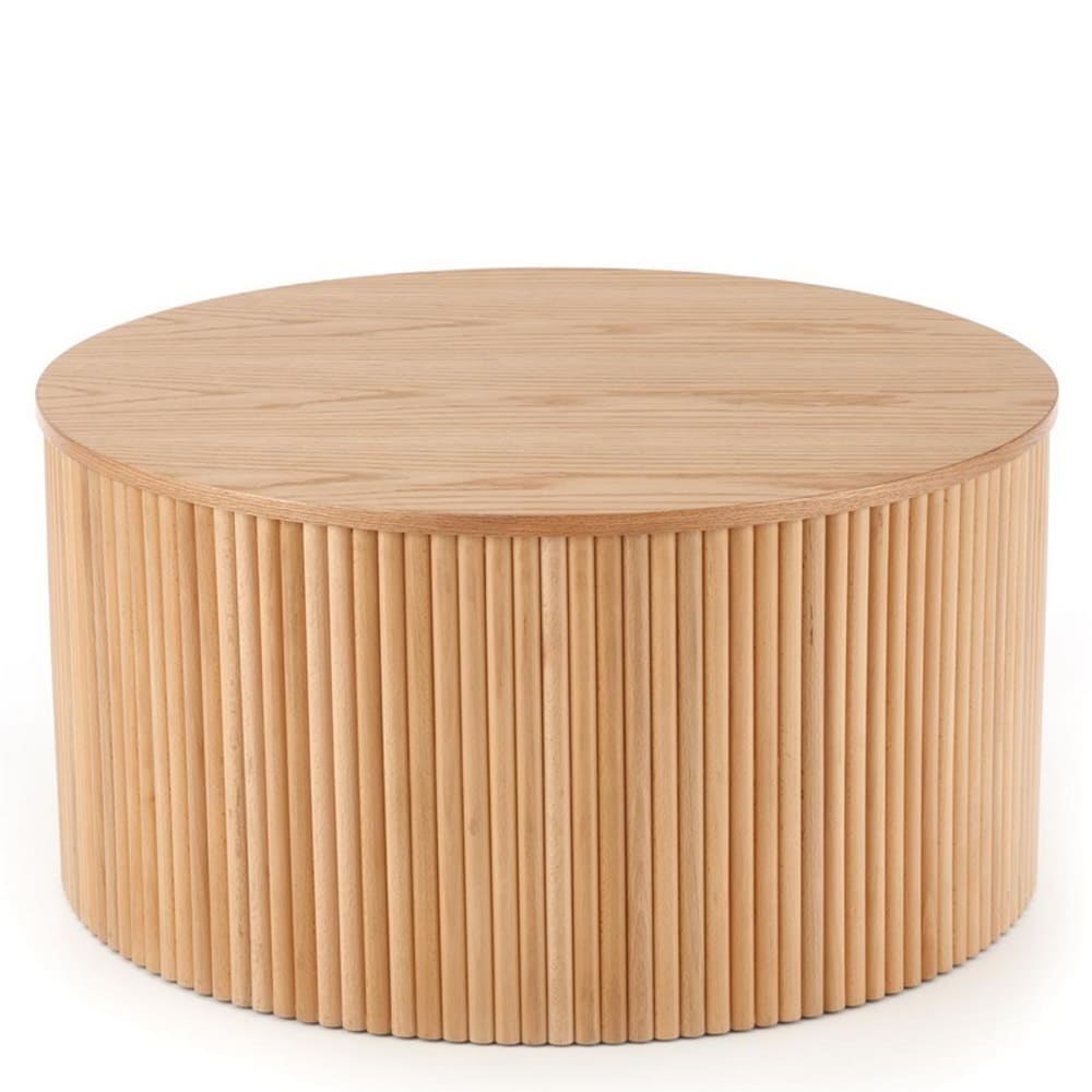 Table basse ronde avec placage en bois massif Table basse ronde avec placage en bois massif