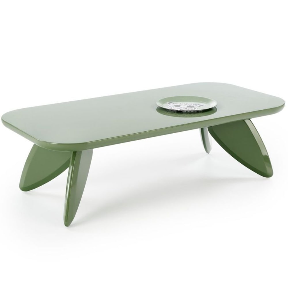 Table basse laqué vert clair  pieds design 120 x 60cm