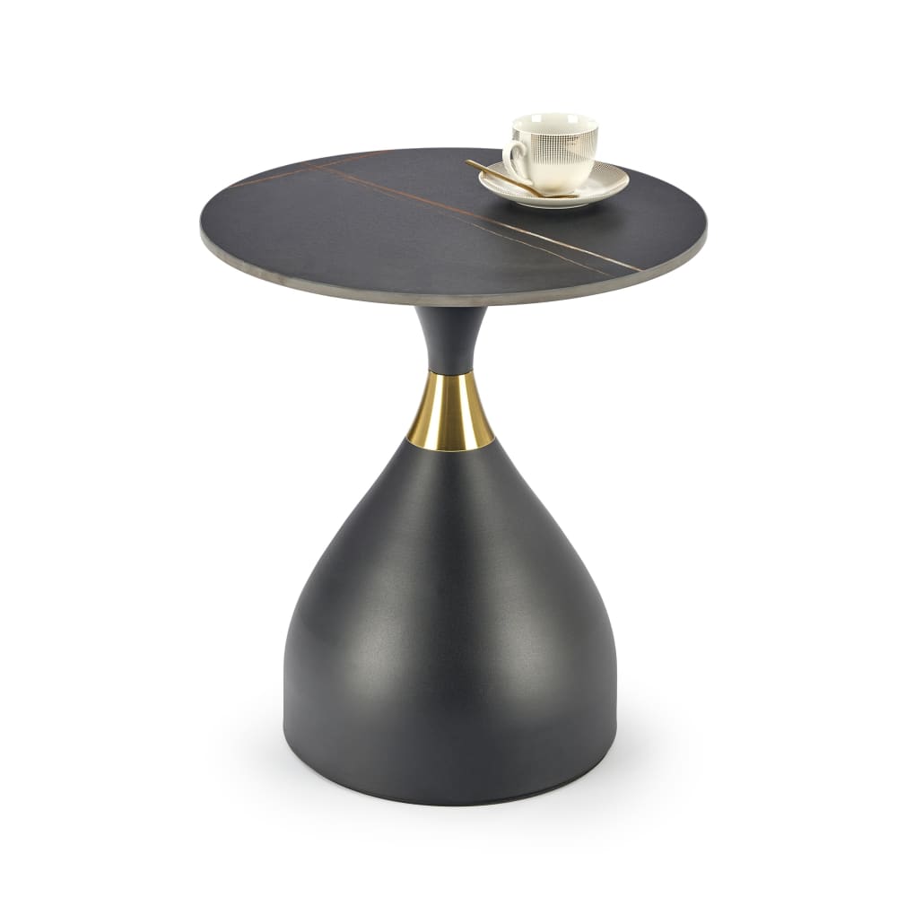Table basse design en céramique avec plateau aspect marbre noir