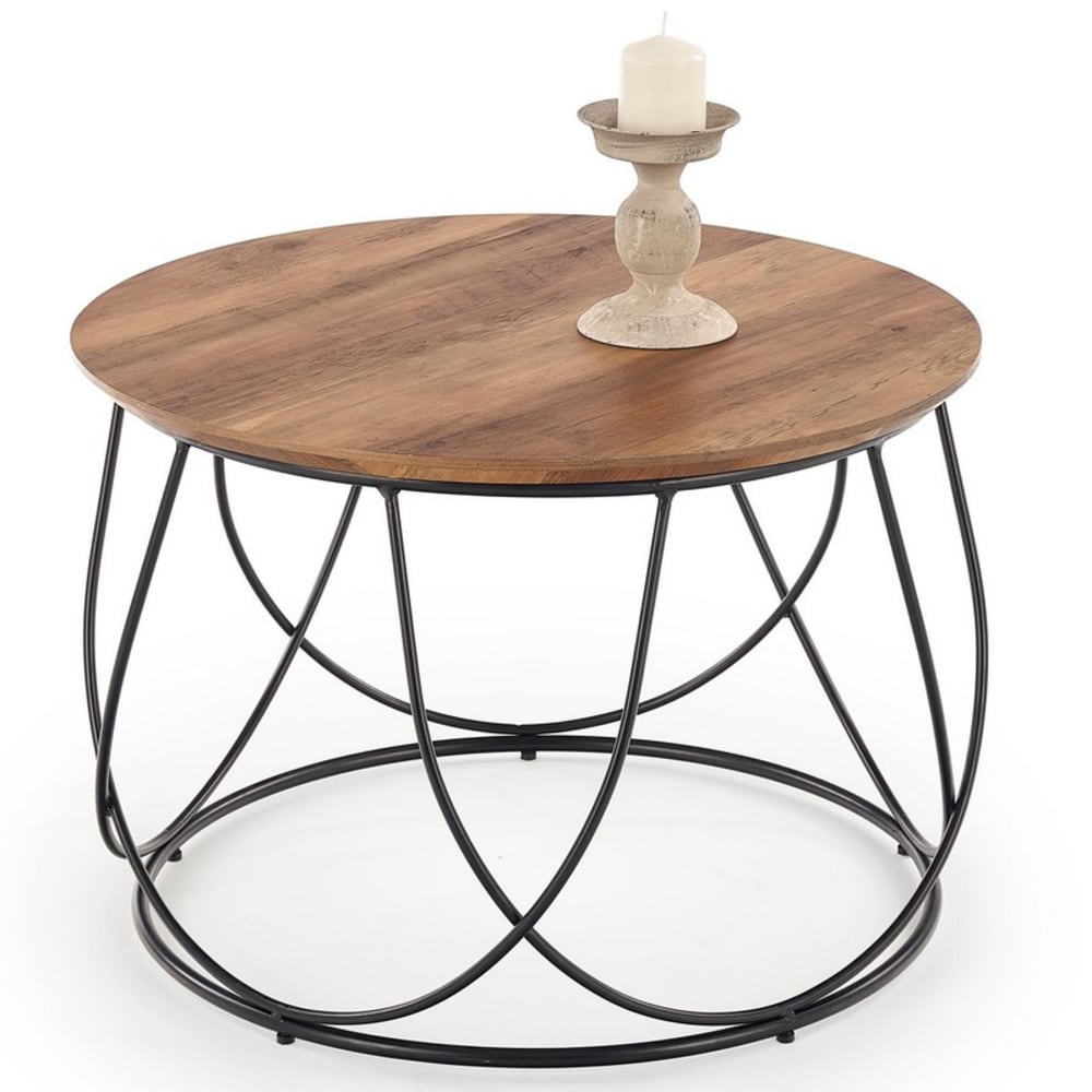Table basse ronde et acier noir diamètre 60cm