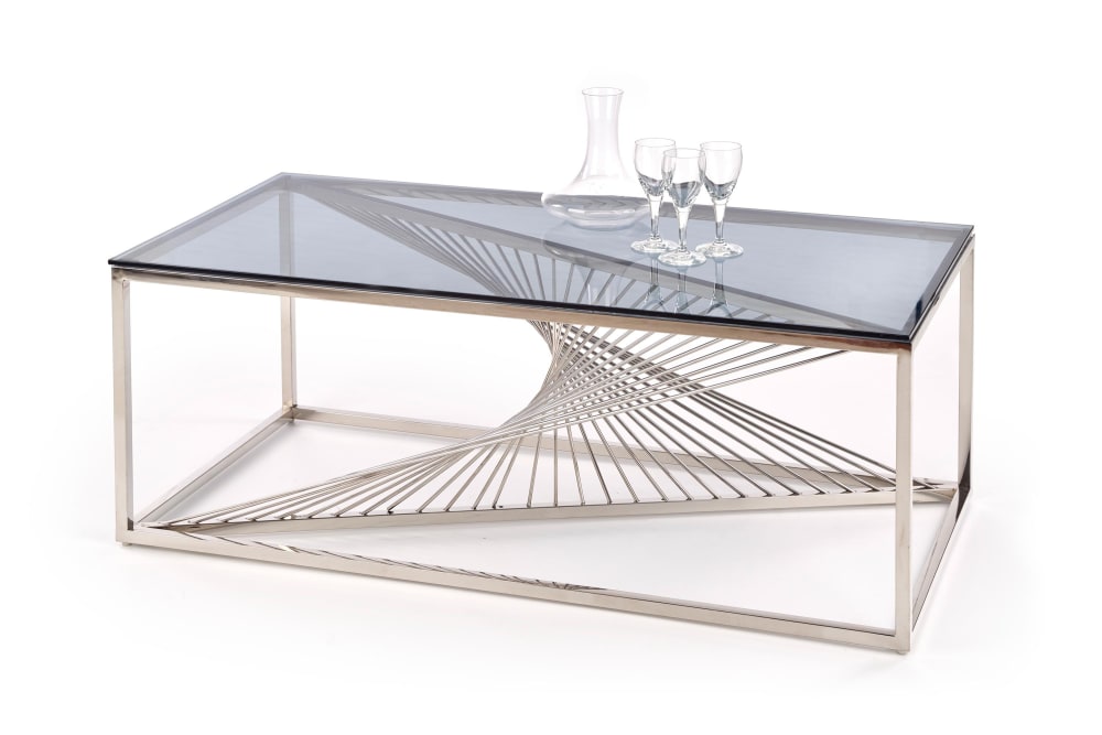 Designer-Couchtisch mit Rauchglasplatte 120x60cm - Maisons Du