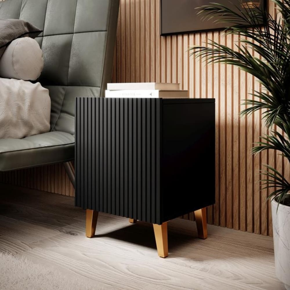 Set mit 2 mattschwarzen Nachttischen im Würfeldesign - Maisons Du