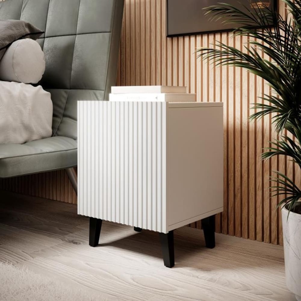 Set mit 2 mattweißen Nachttischen im Würfeldesign - Maisons Du