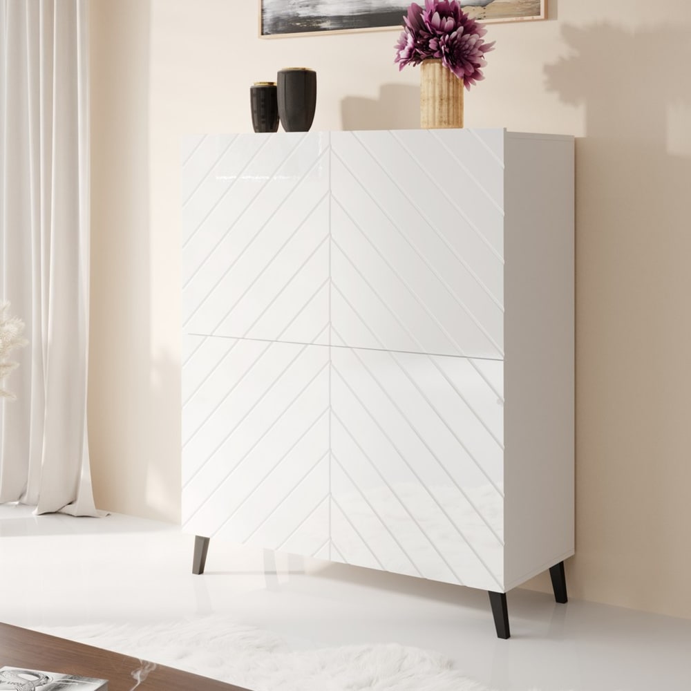 Meuble de rangement design blanc 100cm