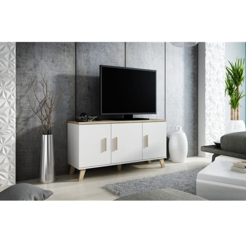 Buffet Dekor Eiche & Mattweiß 3 Türen 150cm - Maisons Du Monde