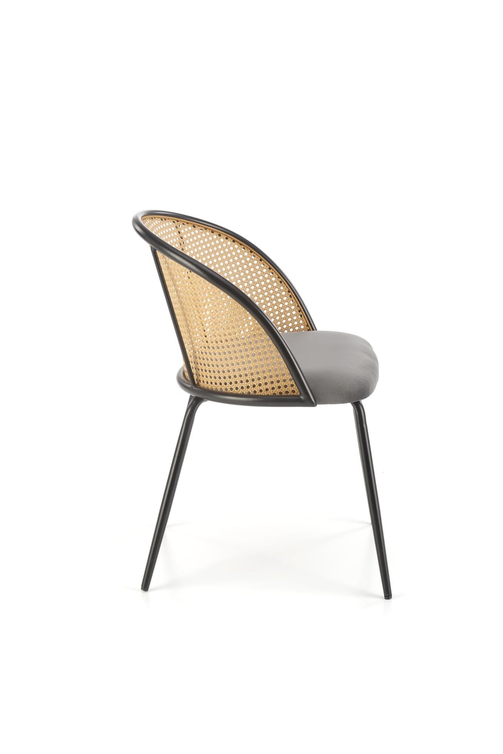 Stuhl mit Rohrrückenlehne und grauem Sitz - Maisons Du Monde