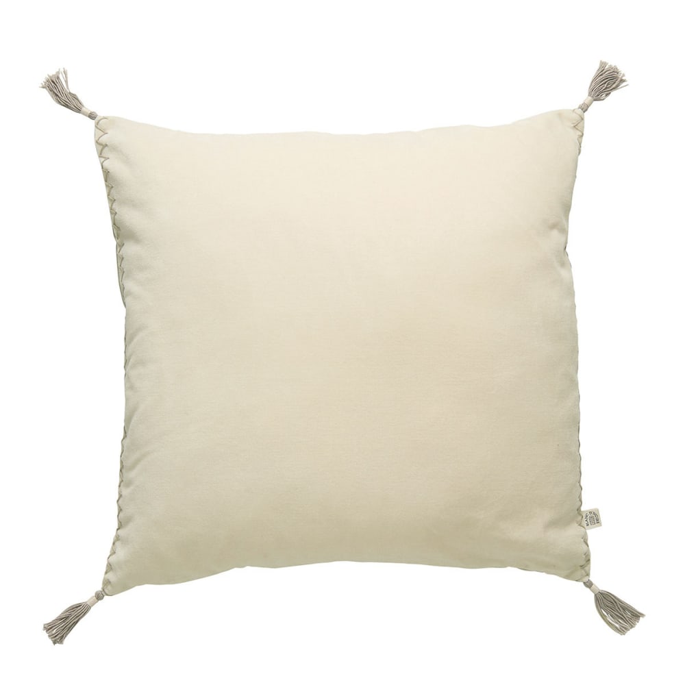 Housse de coussin en velours de coton et lin - vanille - 50 x 50 cm