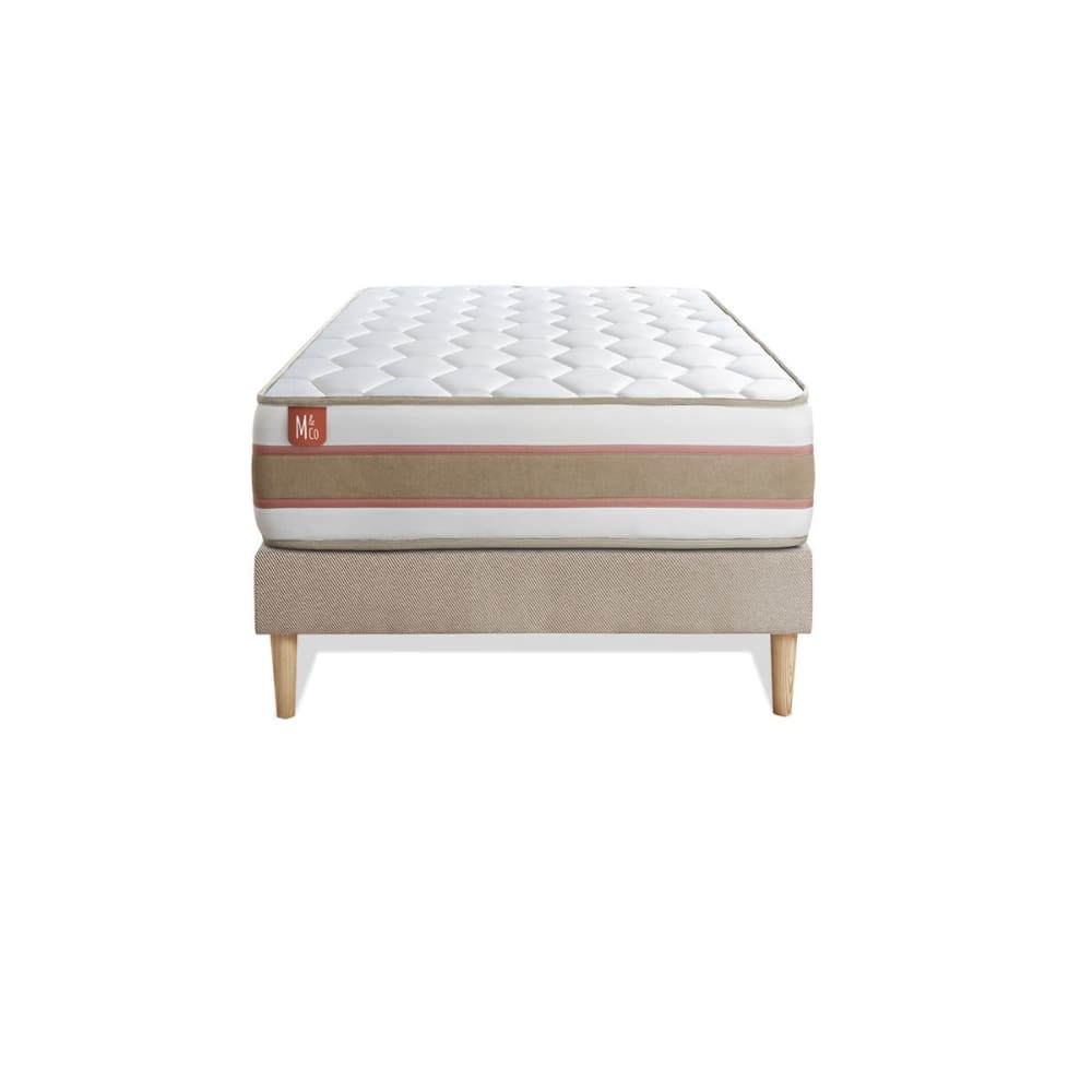 Lit le délicat 90 x 190 cm sommier en tissu beige brun 90x190 cm