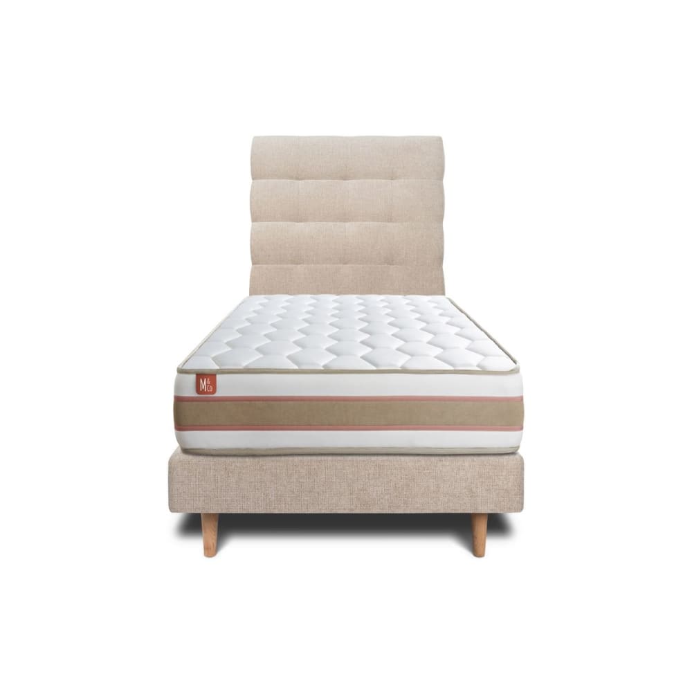 Lit le délicat 90 x 190 cm sommier en tissu beige brun 90x190 cm