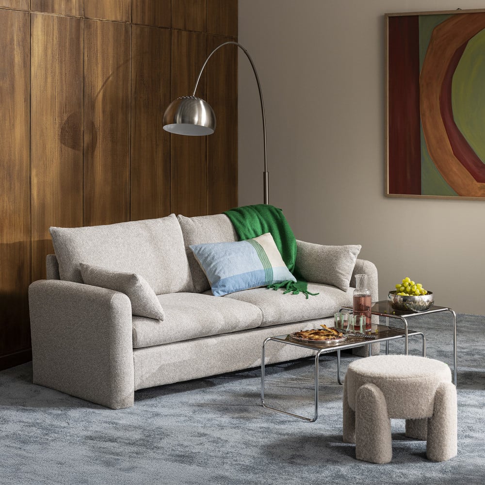 Canapé 3 places en tissu - beige chiné