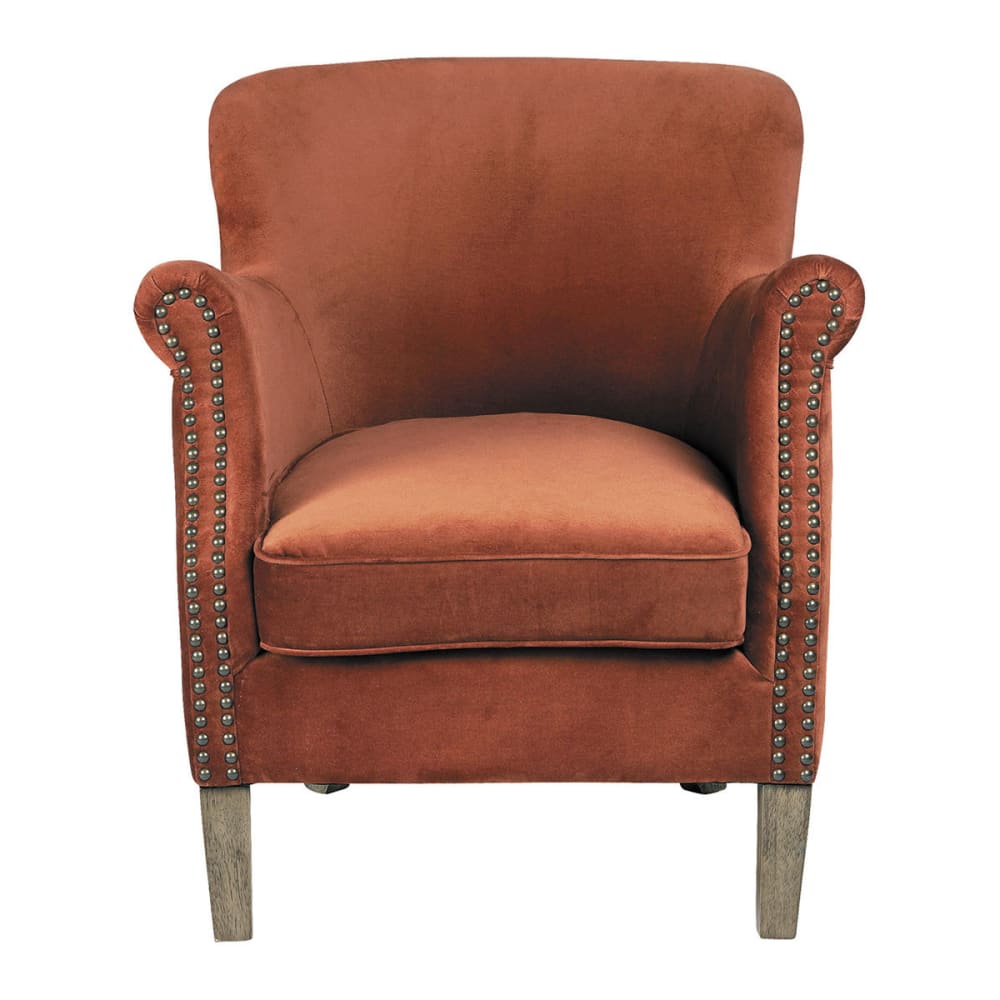 Fauteuil velours orange